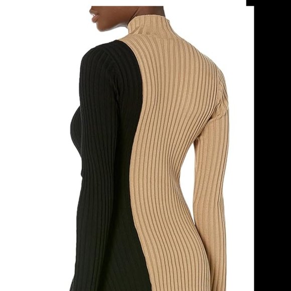 Lane Bryant Mock Neck Tan Colorblock Midi Sweater Dress Plus Size 18/20 NWOT - Picture 4 of 9